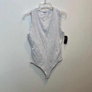 Abercrombie & Fitch Gray Sleeveless Bodysuit with V-Neck